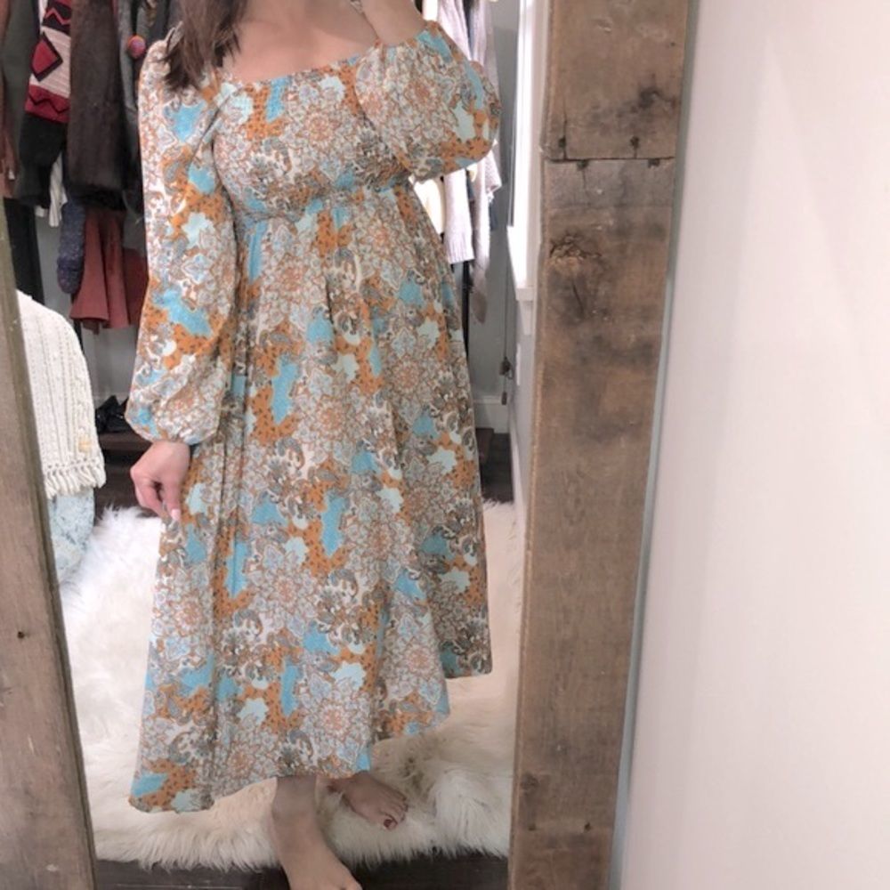 Sunday up floral smocked maxi dress boho size small